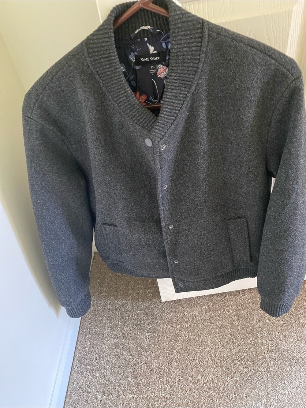 Dark Gray Zip-Up Bomber Jacket